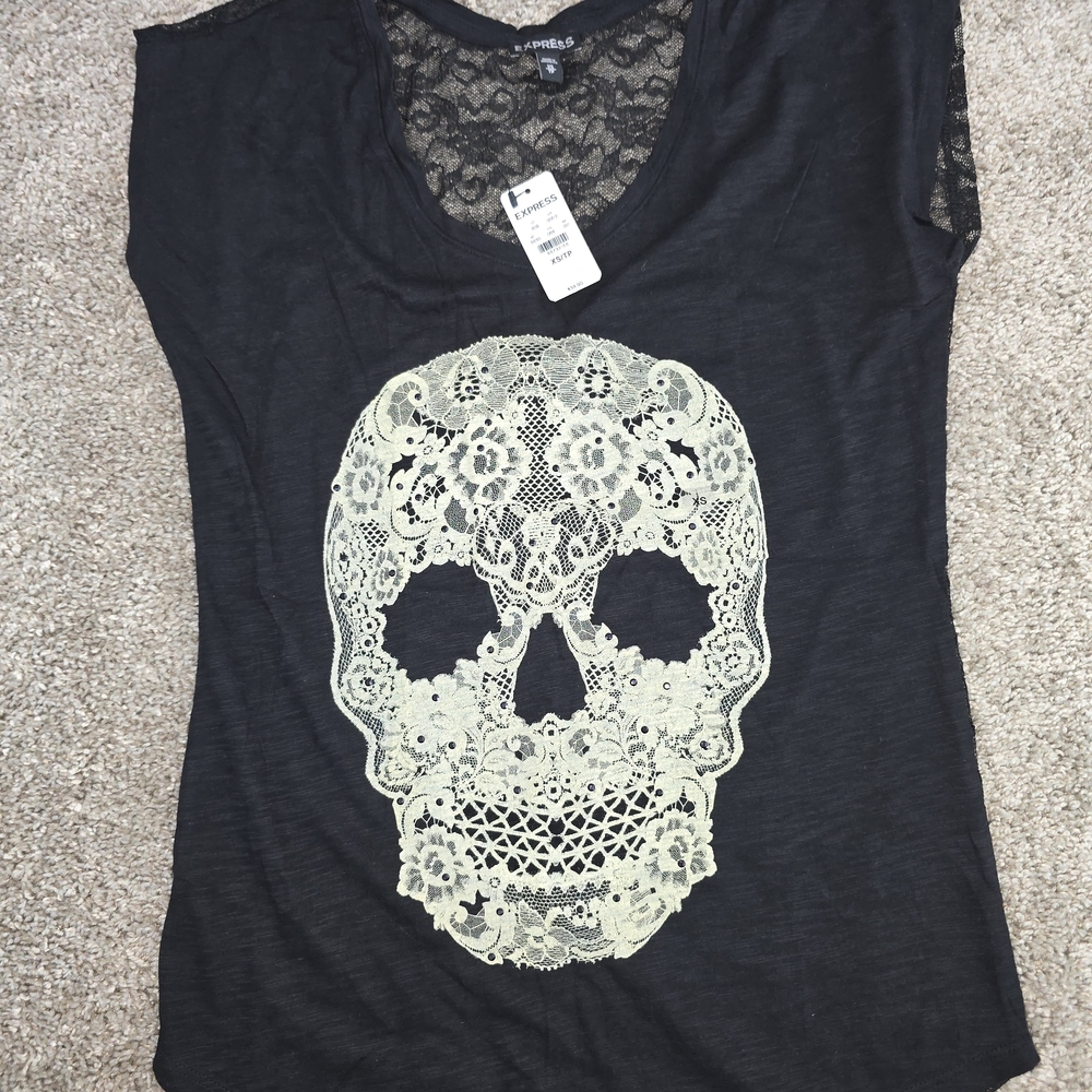Express Black Graphic Sleeveless Muscle Tee